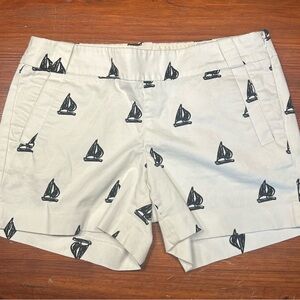J. Crew White Shorts with Black Sailboats Detail Size 8